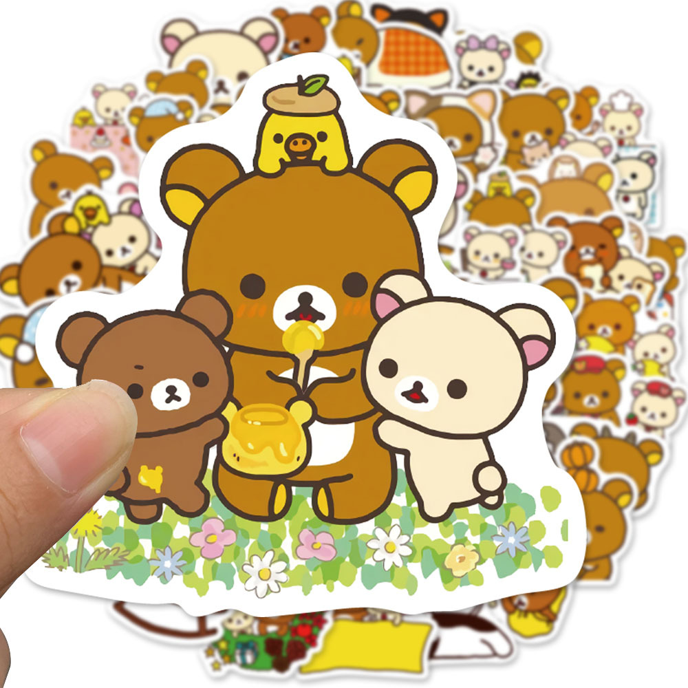 50/100pcs Kawaii Rilakkuma Bear Cute Cartoon Waterproof PVC Stickers For  Guitar Skateboard Helmet Laptop Toys Stickers