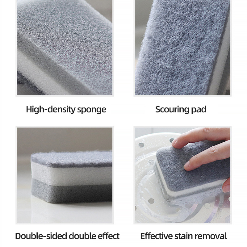 Double Sided Scouring Pad Reusable Microfiber Dish Cleaning Sponges Cloths  No Scraping Efficient Decontamination Kitchen Tool