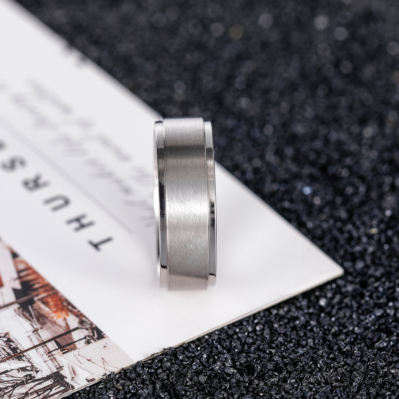 Men's Brushed Titanium Wedding Band Ring