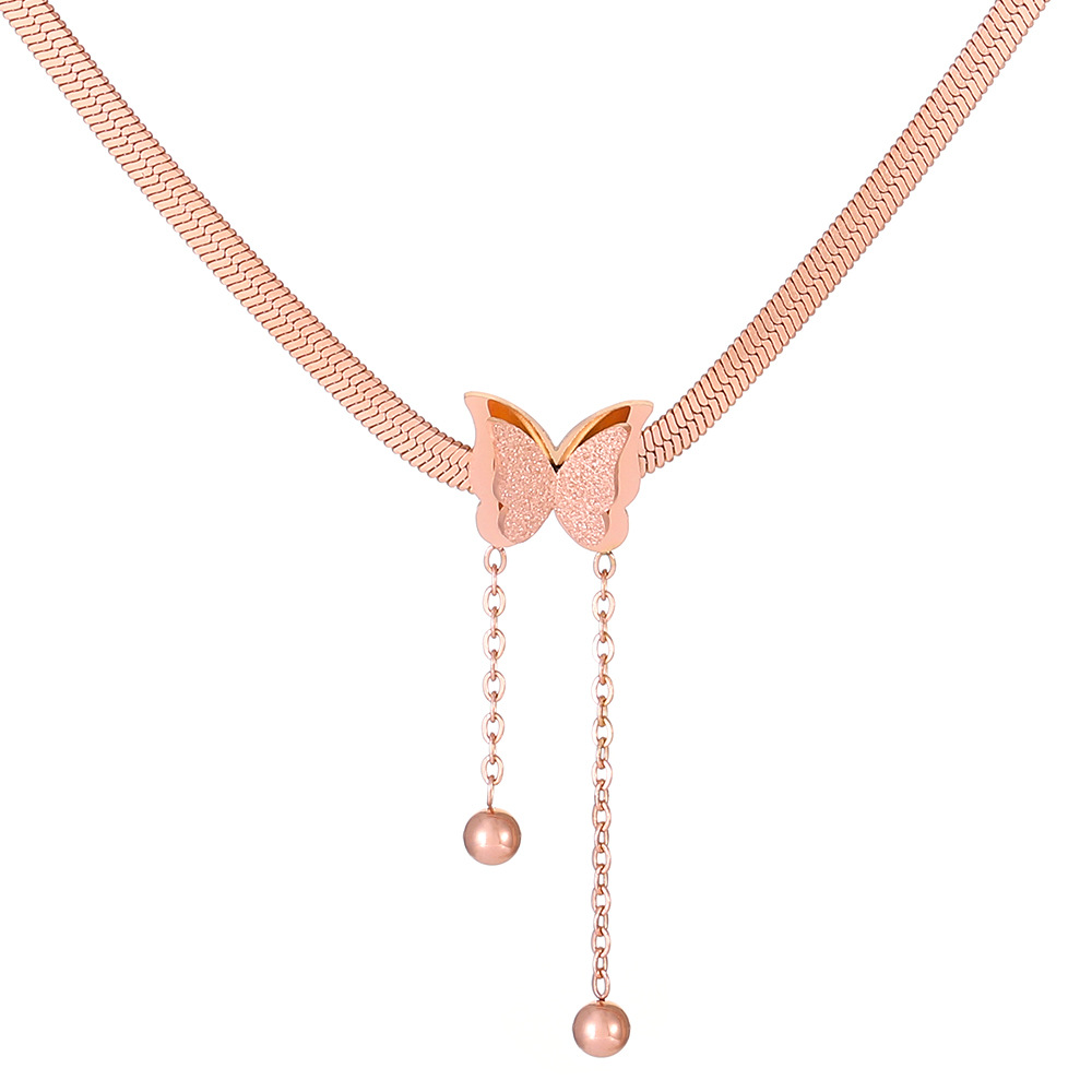 Butterfly high-class design rose gold necklace for women & girls