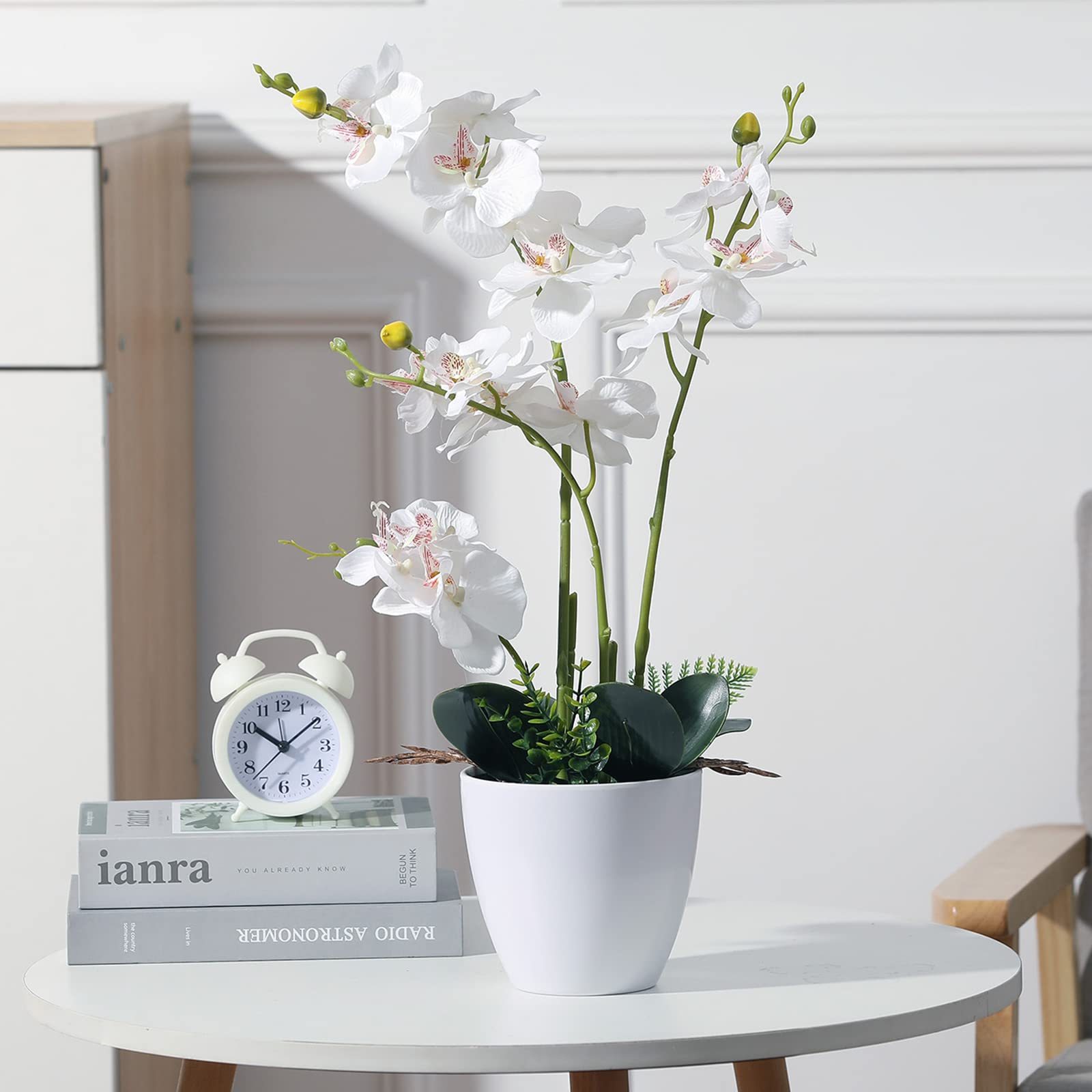 18 " White Artificial Orchid Flowers In White Pot Home & Kitchen Temu