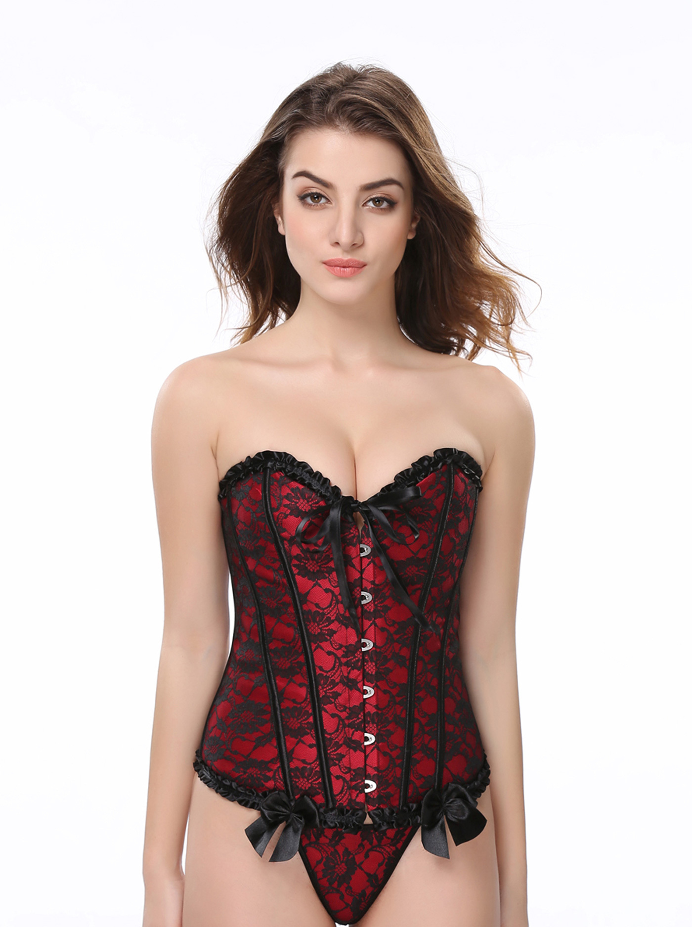 Unigds Women's Corsets Top Floral Lace Up Overbust India