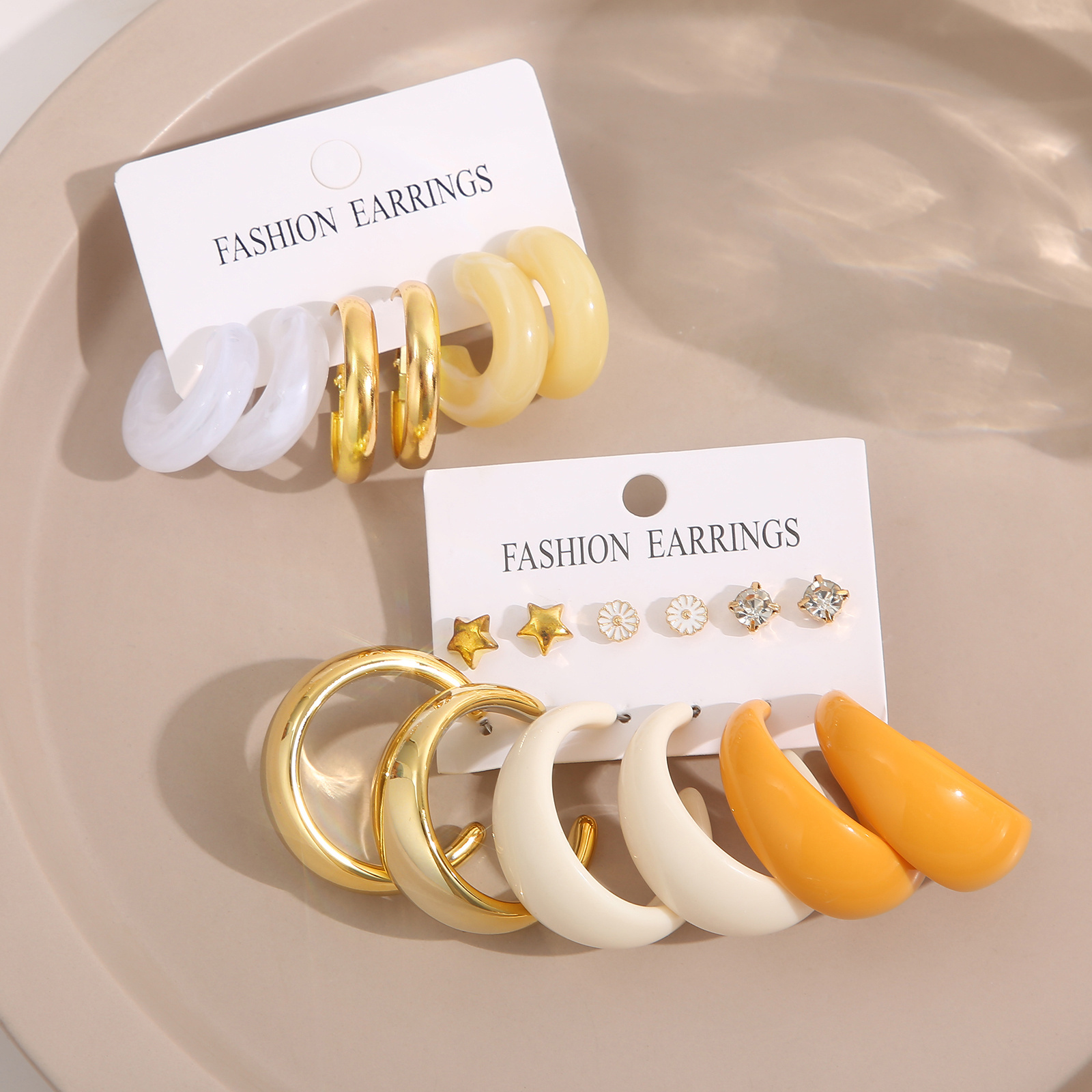 Beginnings Orecchini A Stella In Resina Con Righe Pastello E Argento Sterling A2023 - 3