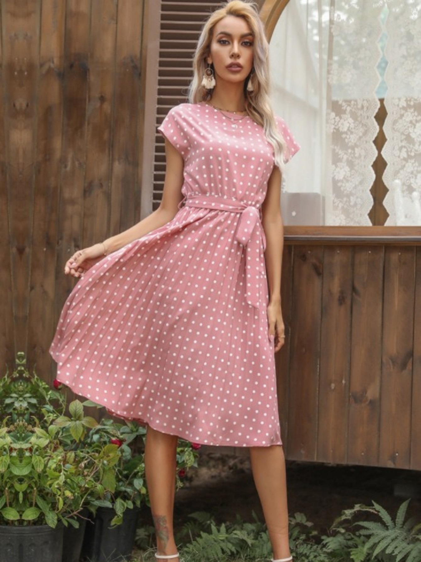 Pink polka clearance dot dress womens