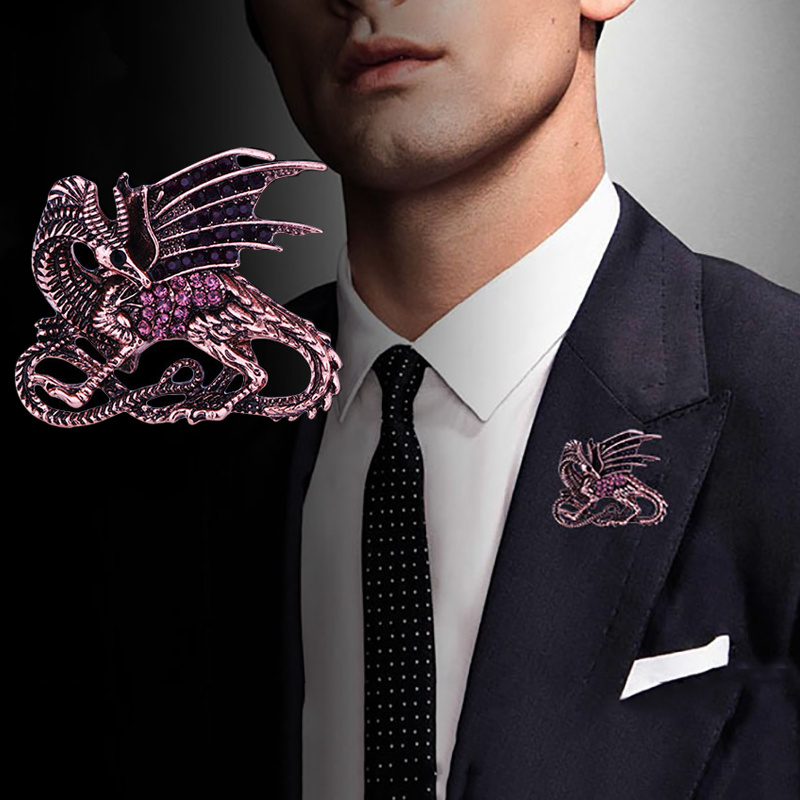 Men's Vintage Jacket Suit Pterodactyl Brooch Accessories
