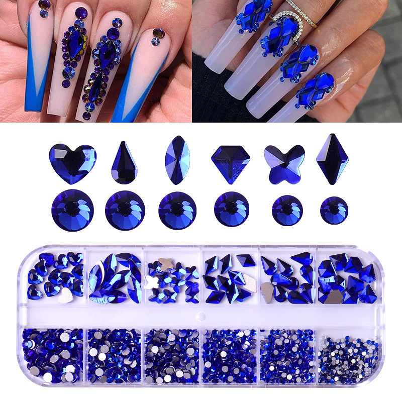 Mixed 1000pcs 2-6mm Navy Blue AB Resin Nail Rhinestones 3D Non Hotfix  Glitter Round Flatback Nail Stones Strass Gems Diamonds DIY Nail Art  Decoration