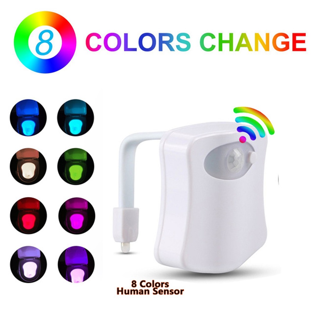 LAVAED Motion Sensor Toilet Night Light Home Toilet Light Bathroom Body  Motion Sensor Toilet Bowl Seat Light Lamp 8-Color Changes (1 Pack)