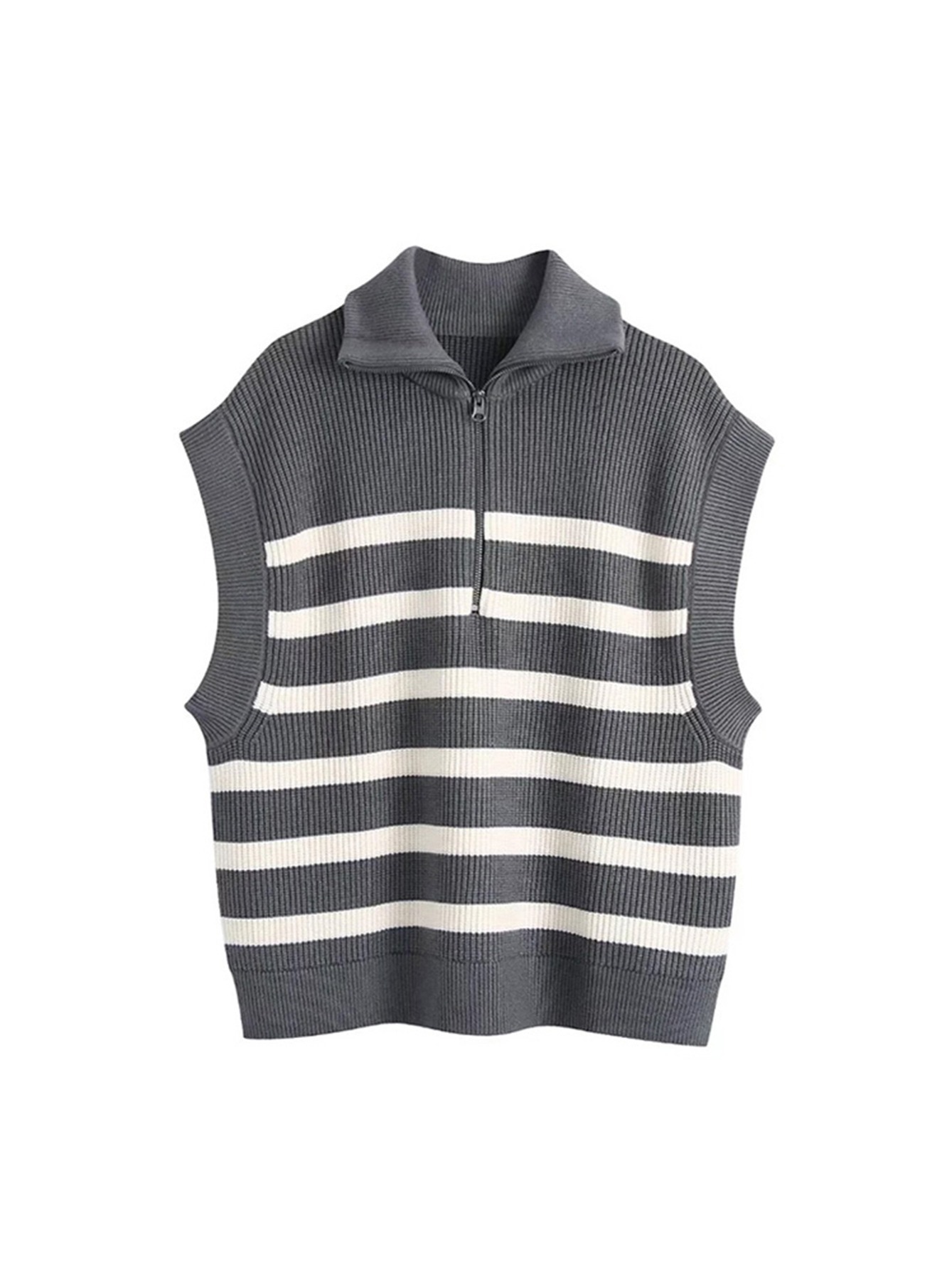 Sweater Vest - Black/striped - Ladies