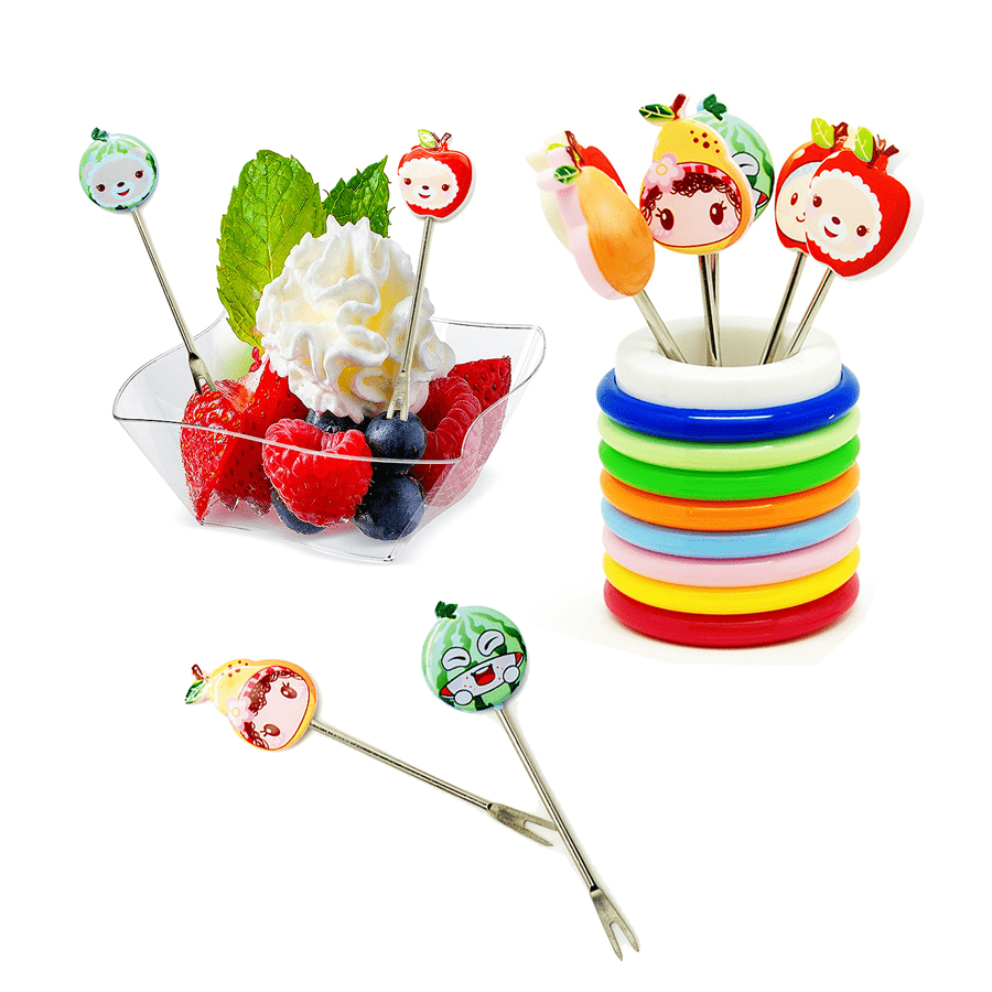 Divider Bento Box With Fruit Forks Set, Four-compartment Nut