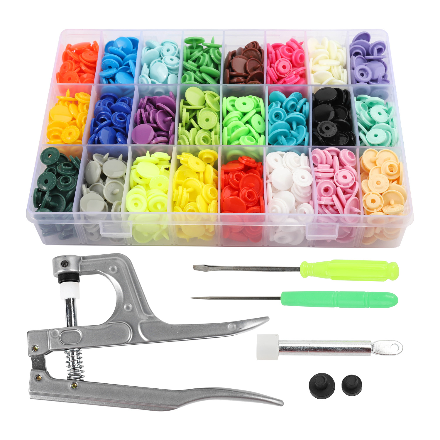 Snap Fasteners Kit 460 Sets 4 Shapes 24 Colors Plastic Snaps and Tool Set  Snaps Starter Kit T5 Snap Buttons Plastic with Snaps Pliers, Sewing kit