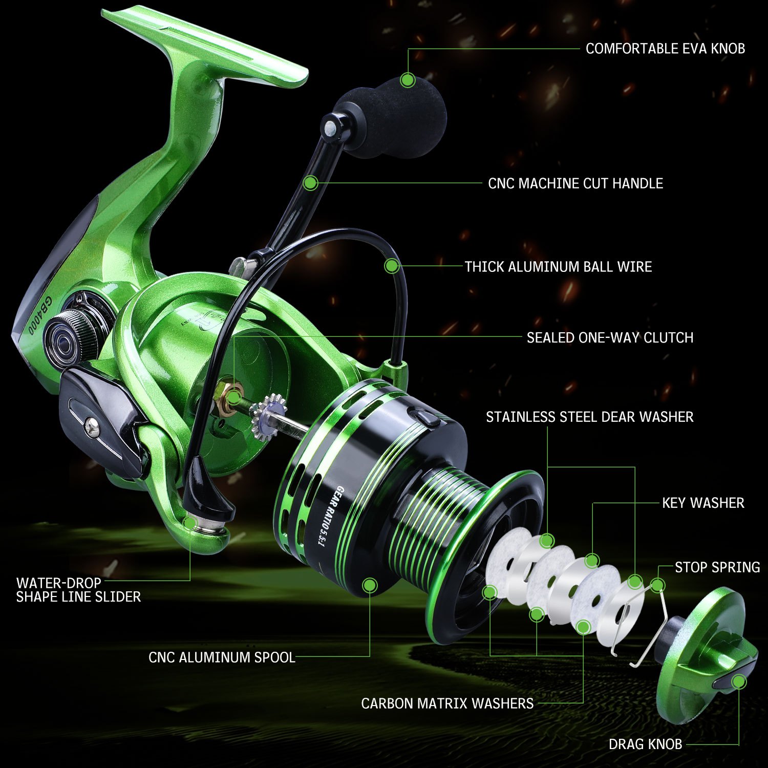 Buy Sougayilang Fishing Reels Spinning Freshwater Saltwater with 5.5:1 Gear  Ratio 13+1BB Metal Body Left/right Interchangeable Collapsible Handle  Spinning Fishing Reel(13+1BB AF5000) Online at desertcartKUWAIT