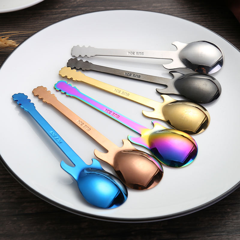  Guitar Coffee Teaspoons,7pcs Stainless Steel Colorful Dessert  Spoon Musical Demitasse Spoon Cute Kitchen Utensil for  Stirring/Mixing/Dessert/Ice Cream Spoon, Perfect Gifts for Music Guitar  Lover : Home & Kitchen