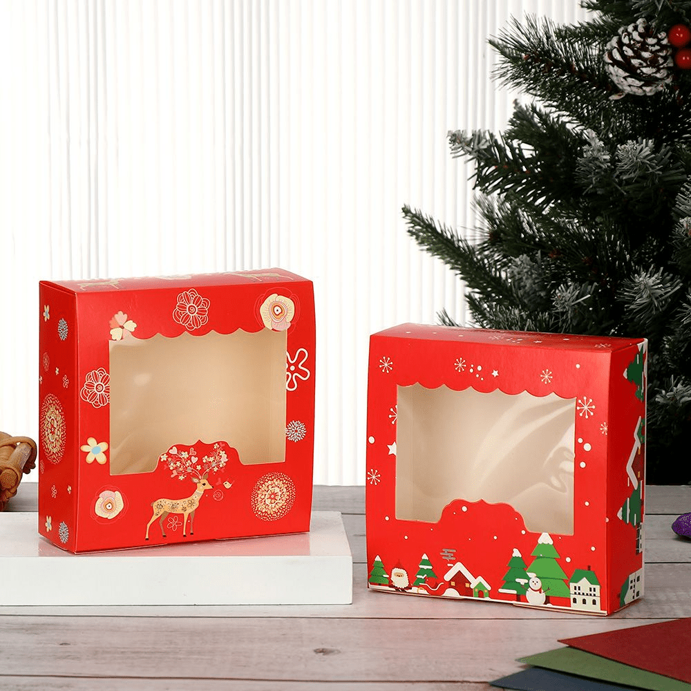 10pcs Boîtes à gâteaux en carton de Noël, boîte d'emballage de