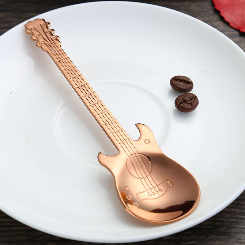 Guitar Coffee Spoons 6-Park Creative Cute Spoons 18/10 Stainless Steel  Teaspoons Guitar Shaped by IRONX (multi-color)