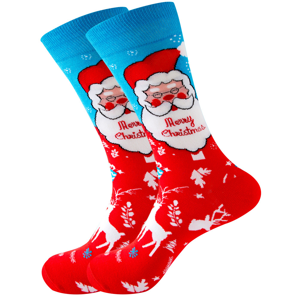 1 Pair Of Men's Merry Christmas Santa Claus Mid-calf Socks