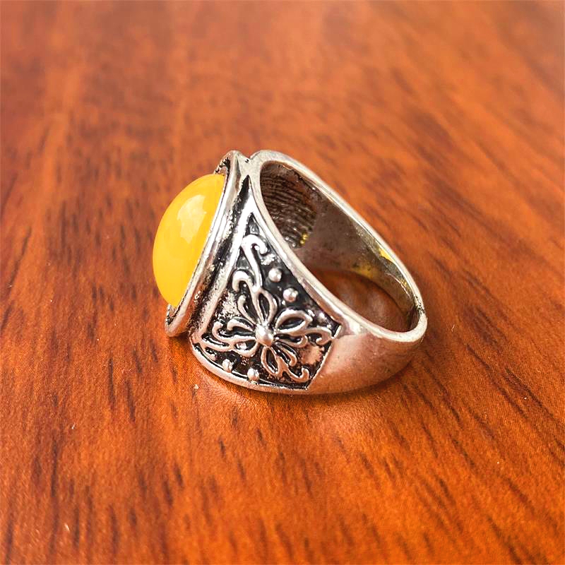 vintage style yellow imitation pine stone ladies ring party clothing accessories details 2