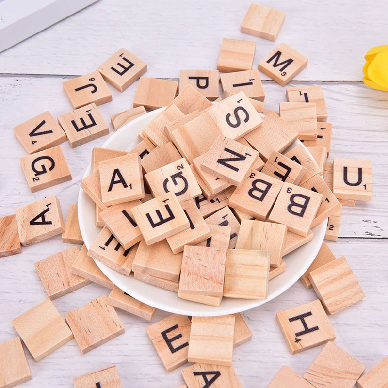 Wooden Alphabet Scrabble Tiles Black Letters Numbers - Temu