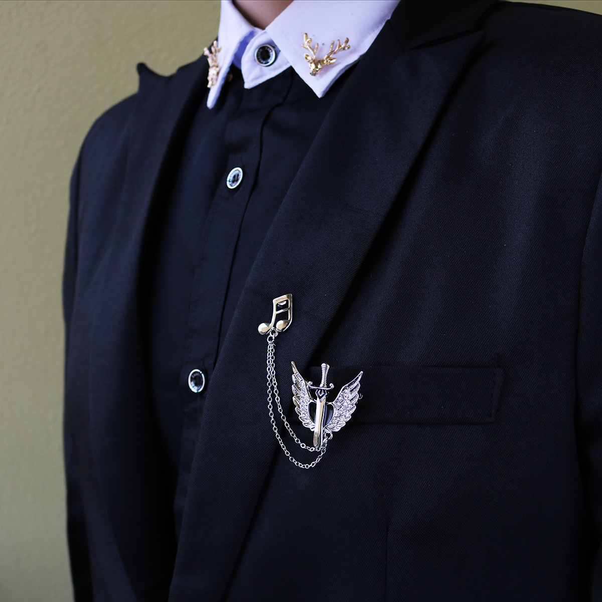 Vintage Note Sword Angel Wings Men's Suit - Temu