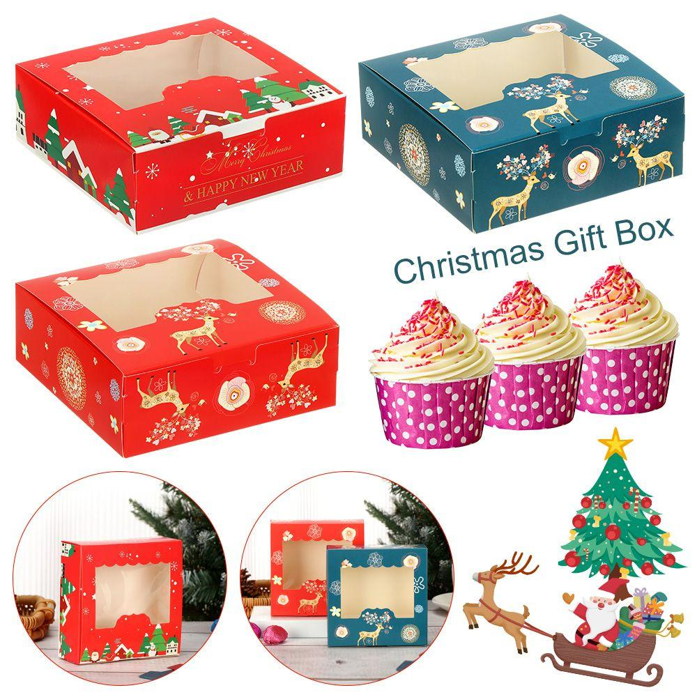 10pcs Christmas Cardboard Cake Boxes, 4cup Cake Packaging Box Buy More, Save More Temu