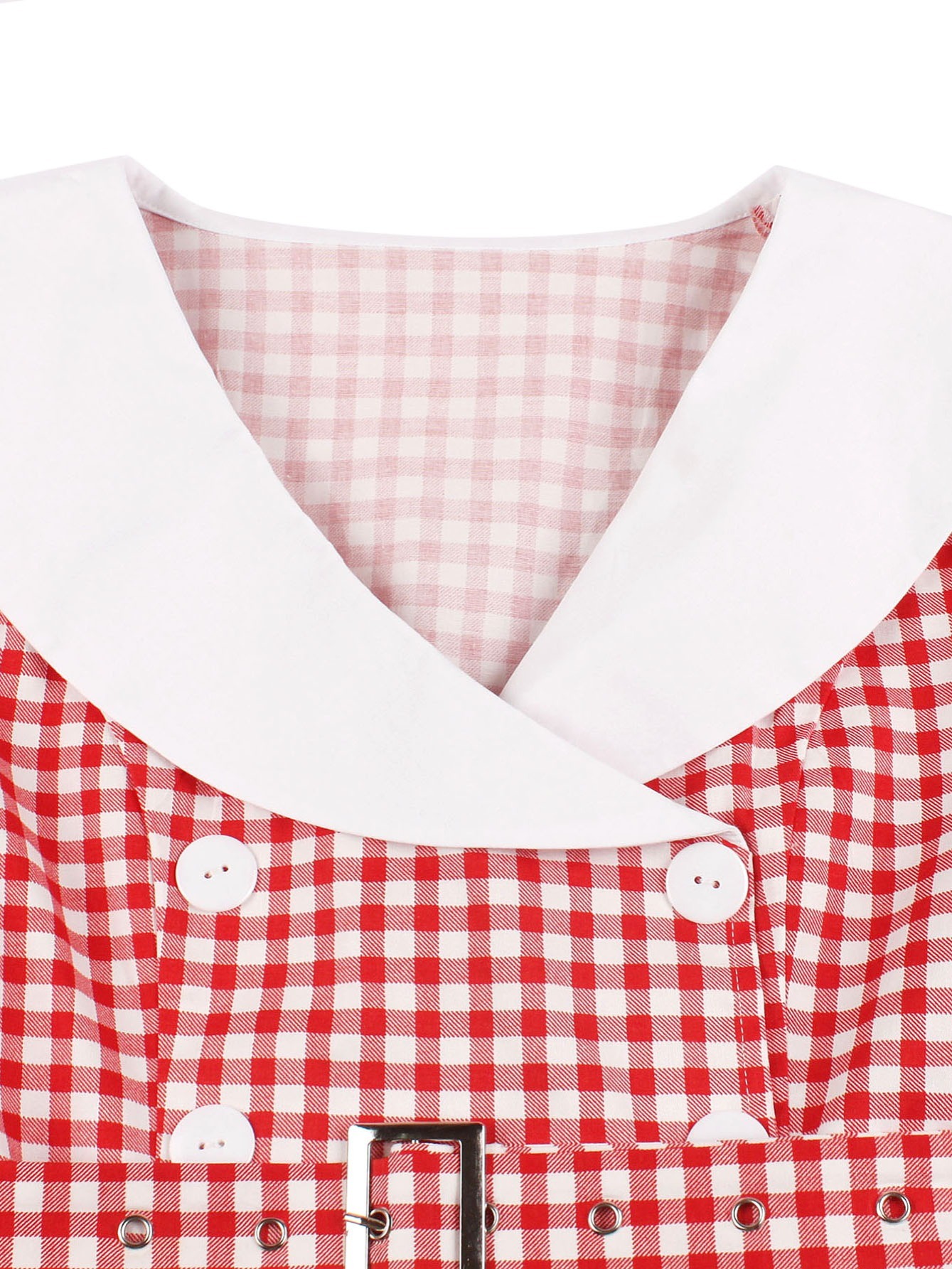 Vintage Inspired Collared Swing Dress in Red & White Polka Dots