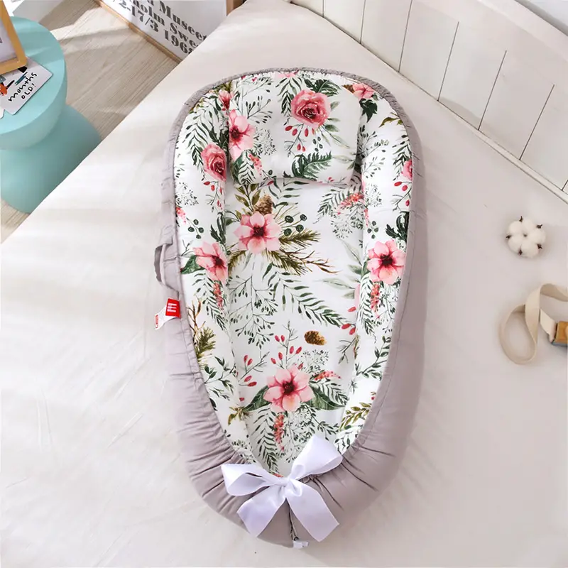 christmas elk pattern soft baby crib in bed details 3