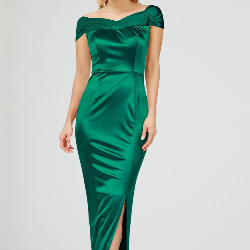 Long Satin Formal Bridesmaid Party Prom Dress High Split - Temu New Zealand