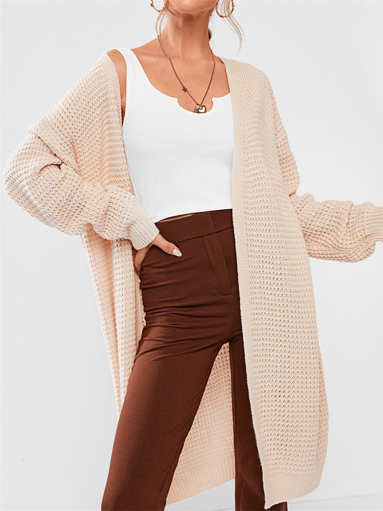 Casual Chunky Pocket Loose Cardigans Fashion Long Sleeve - Temu