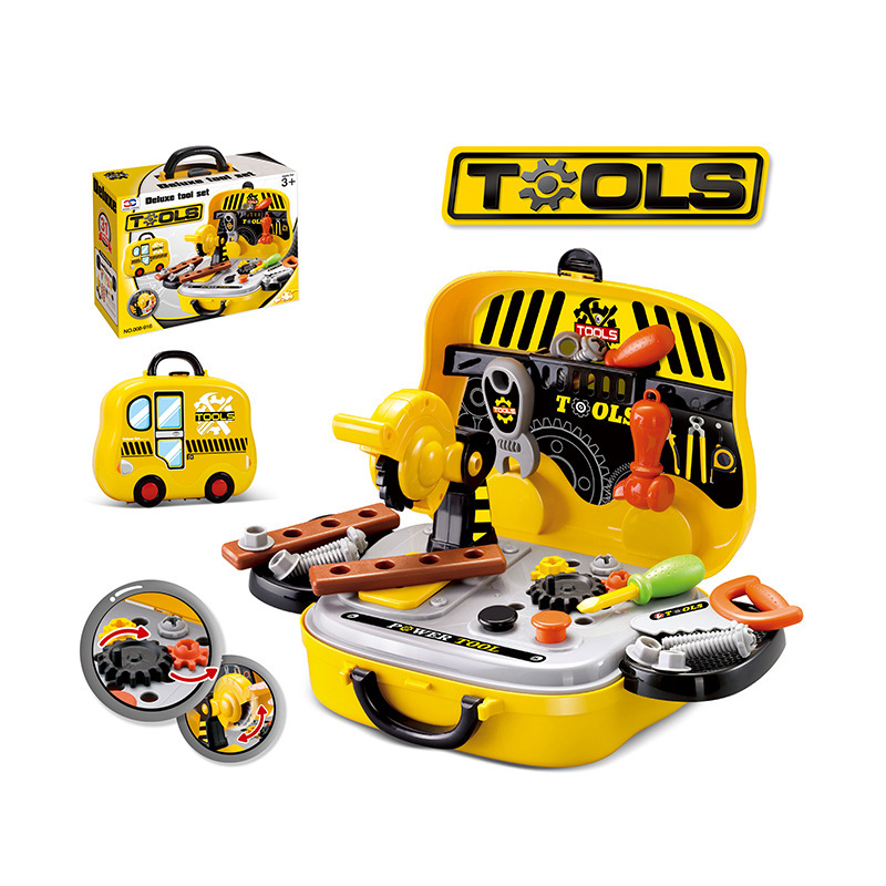 UNIH Juego de herramientas para niños de 2 a 4 años, kit de herramientas de  fijación preescolar con caja amarilla, juguetes para niños de 2 años