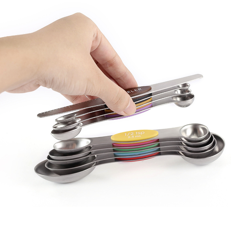 Magnetic Measuring Spoons Set - Double-sided, Heavy Duty Stainless Steel,  Perfect For Dry & Liquid Ingredients! - Temu