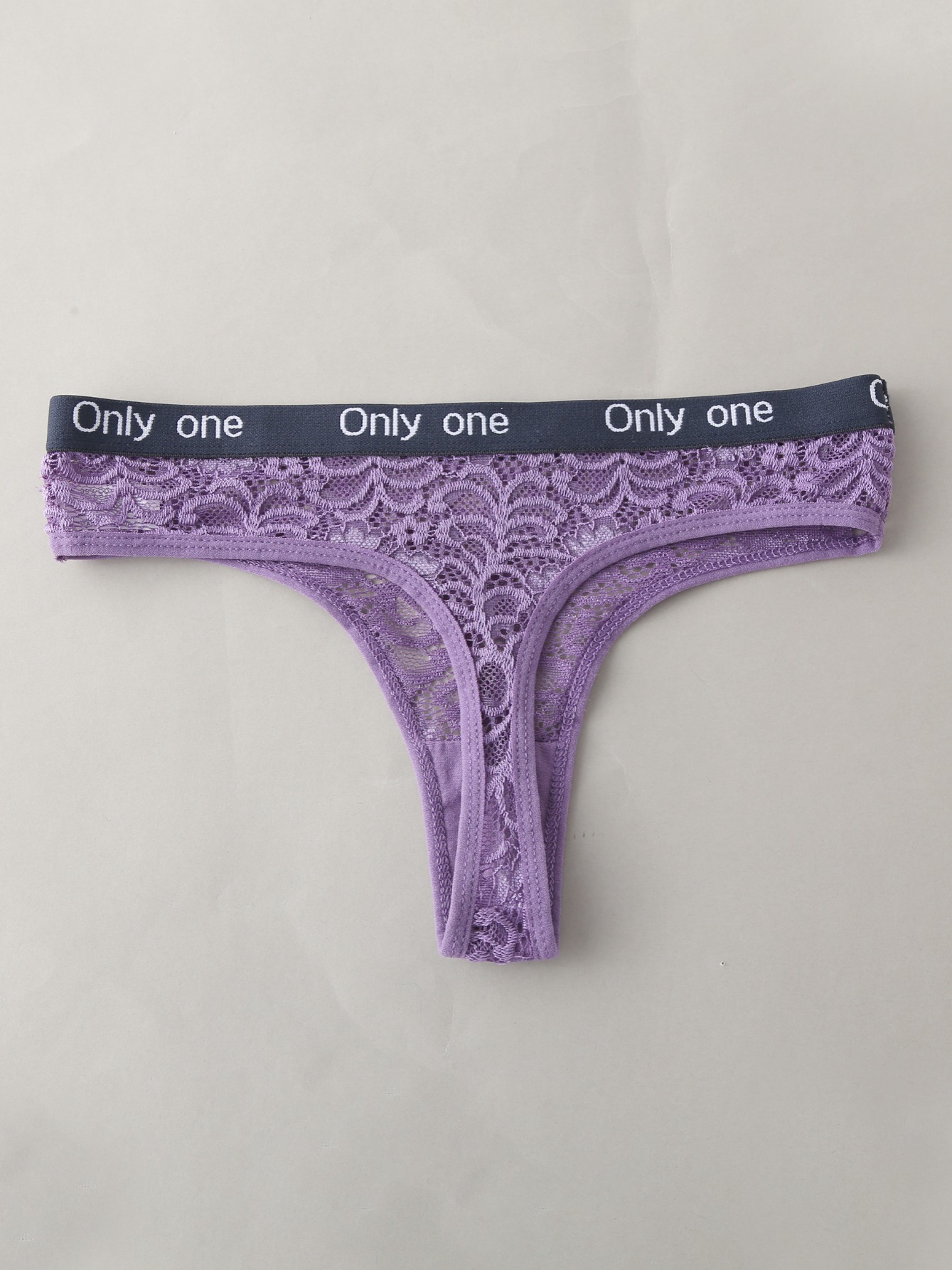 Calvin Klein Women's Lace-Trim Thong Underwear, Lilac, Small 