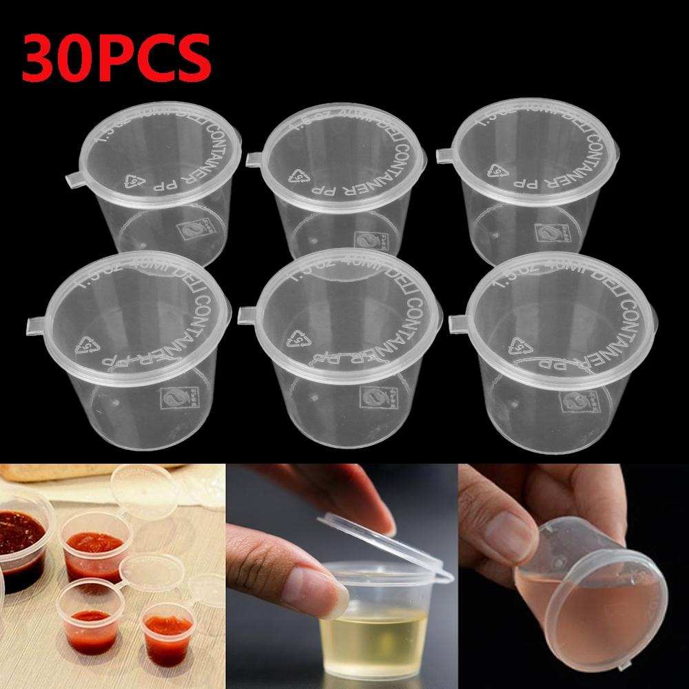 30pcs 1.35oz Disposable Plastic Cup, Dressing Cups With Lids