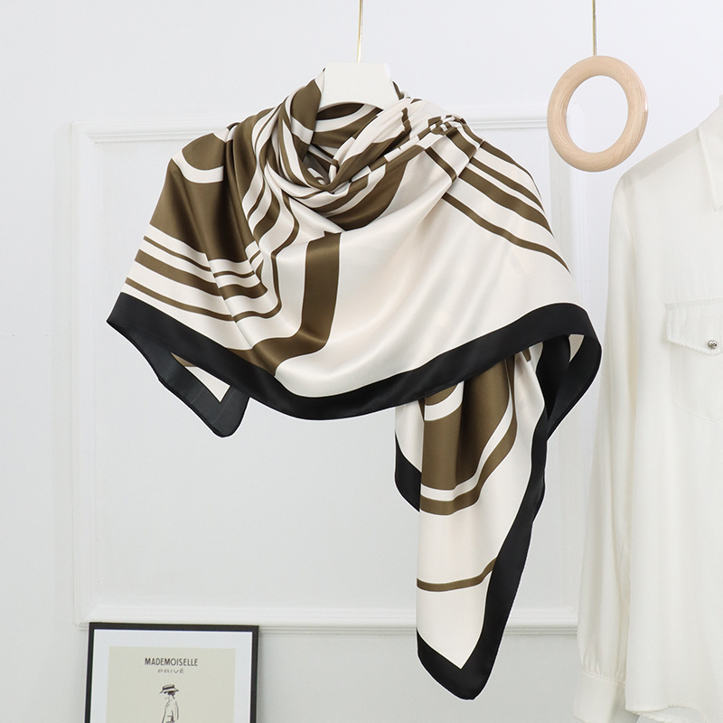 Matte Silk Print Circle Double Ring Scarf