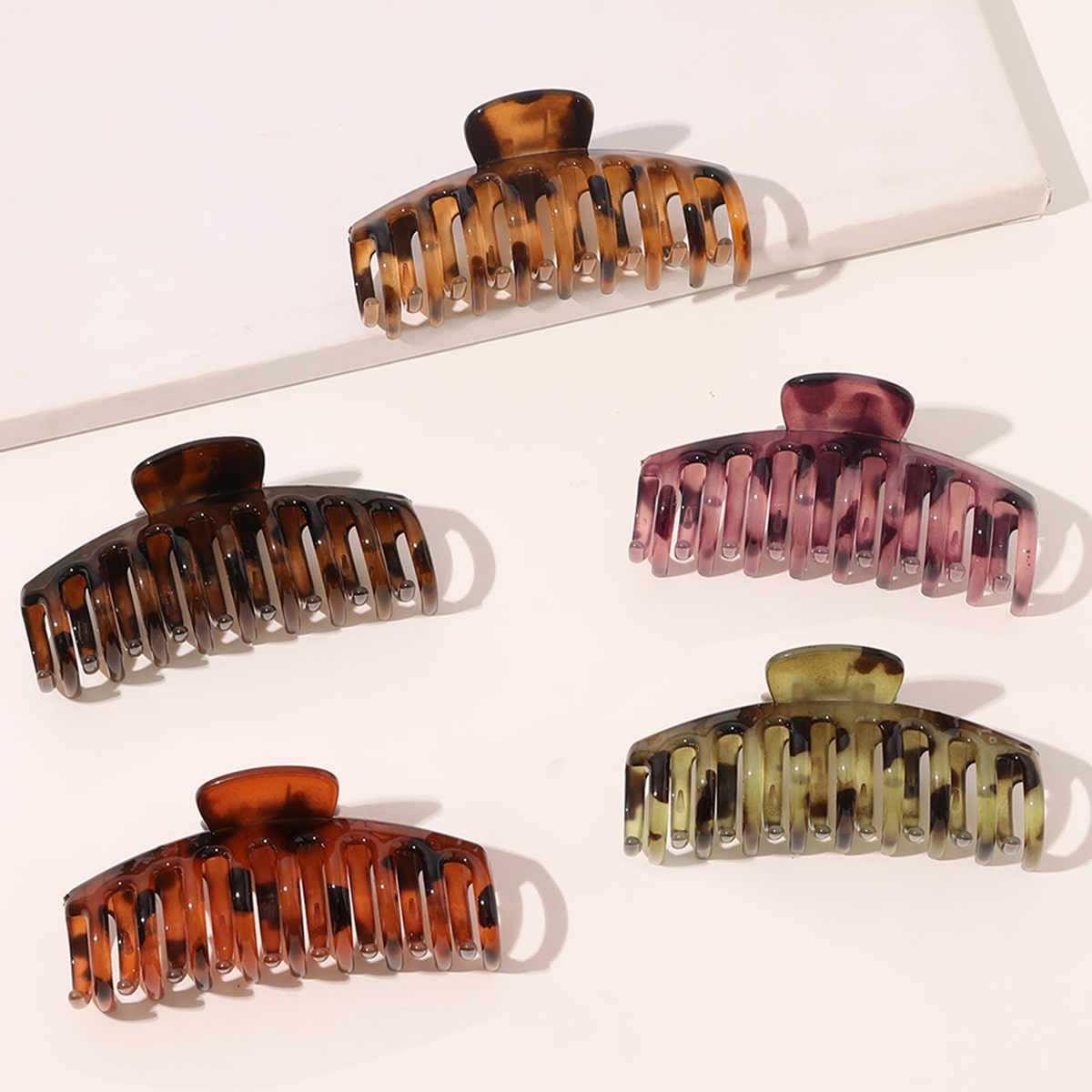 5pcs Tortoiseshell Big Hair Claw Clips Non Slip Matte Large Claw Clips