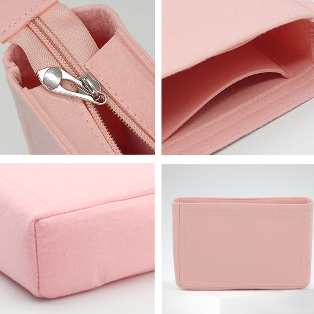 Bags, Medium Slender Pink Felt Purse Organizer Insert With Detachable  Wallet