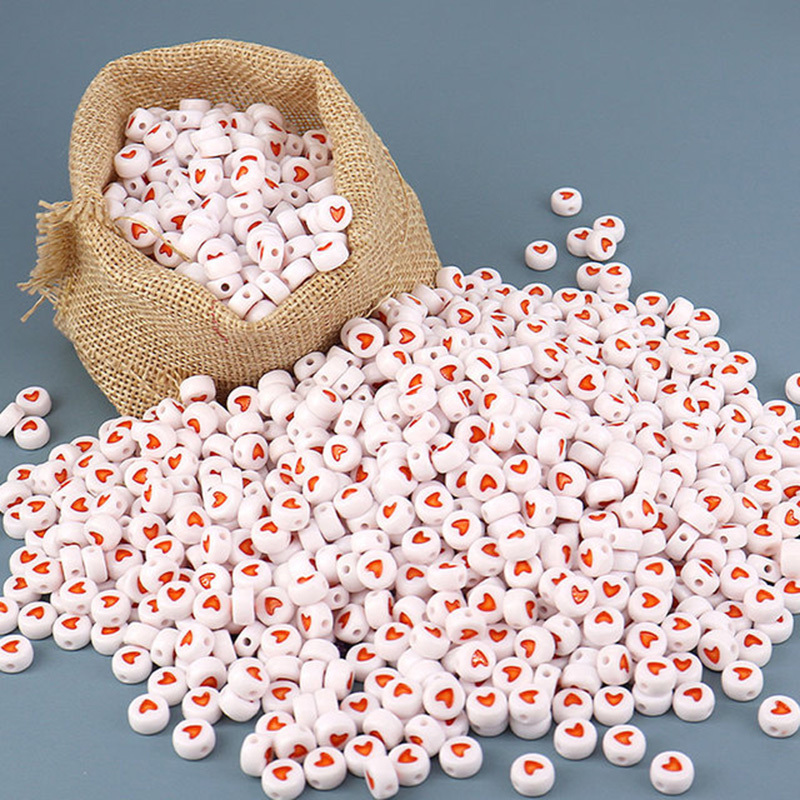 Red And White Round Acrylic Beads For Jewelry Making - Temu