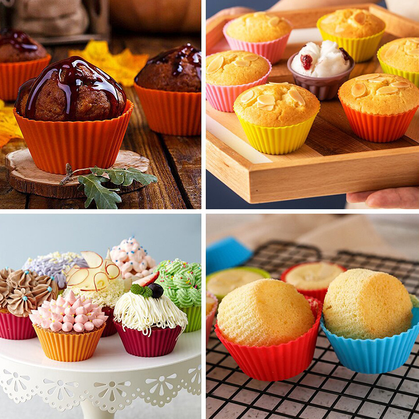 12pcs Muffin Cup Cake Mold Flower Shaped Muffin Cup Mold Silicone Cake Cup  DIY Baking