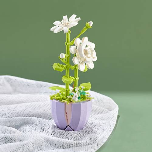 Creative Jasmine Flower Building Block Kit,DIY Artificial Flowers Botanical Collection Building Brick Kit