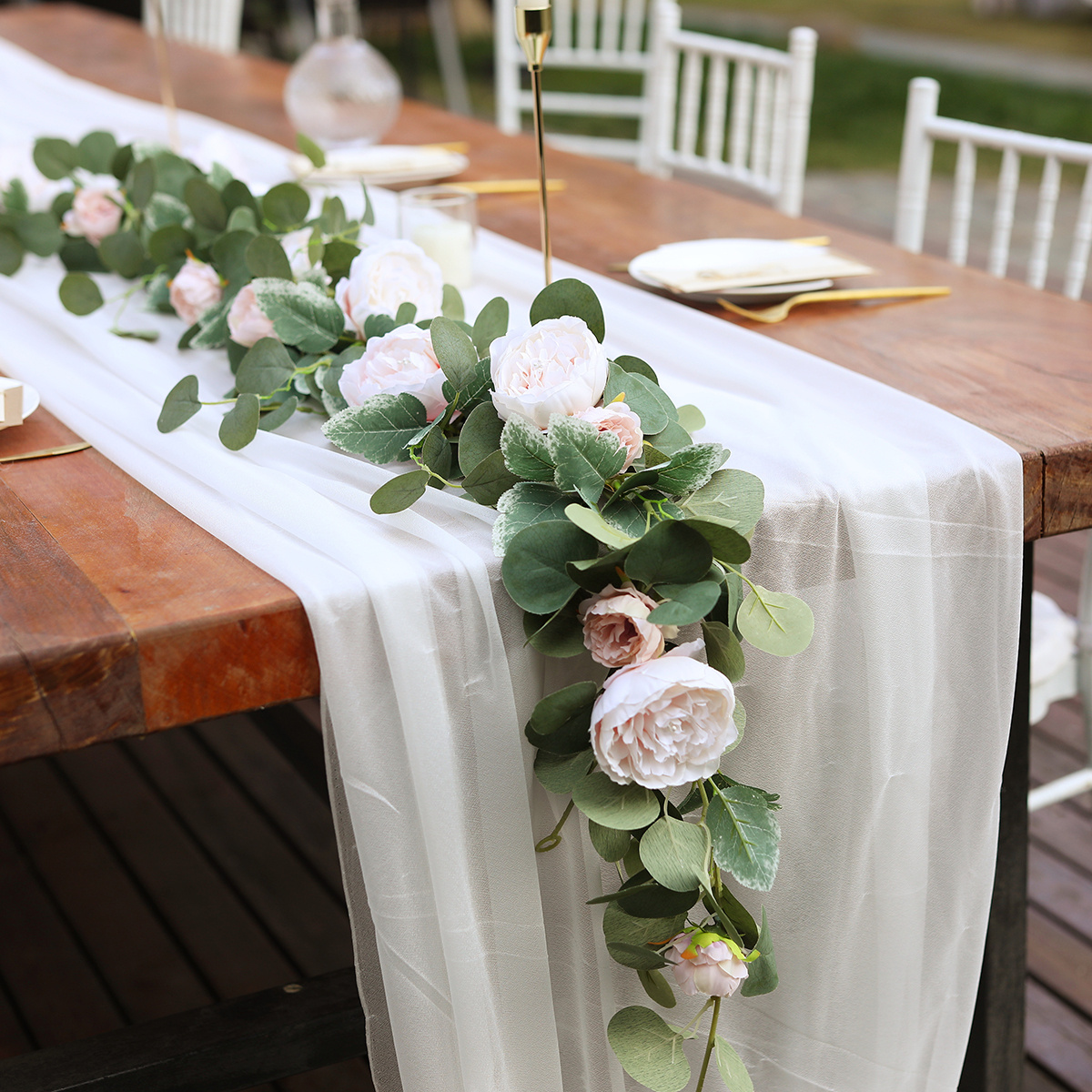 Flores artificiales largas vino guirnalda boda arco decoración planta falsa  /