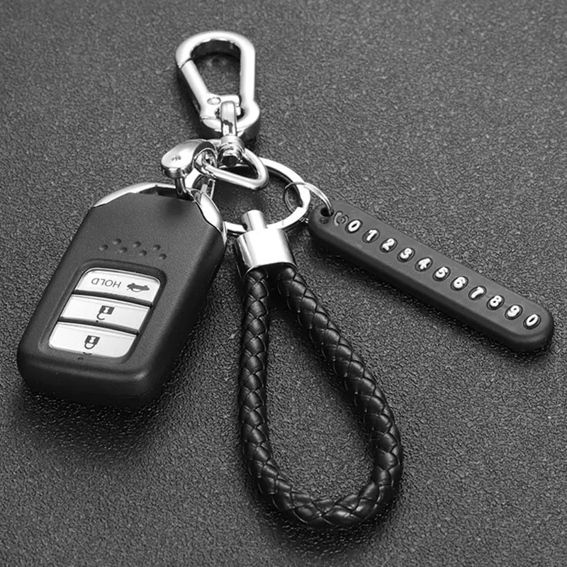 Porte-clés de voiture porte-clés anti-perte de numéro de téléphone