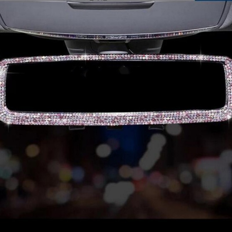 Automobile Rectangle Rearview Mirror With Rhinestones
