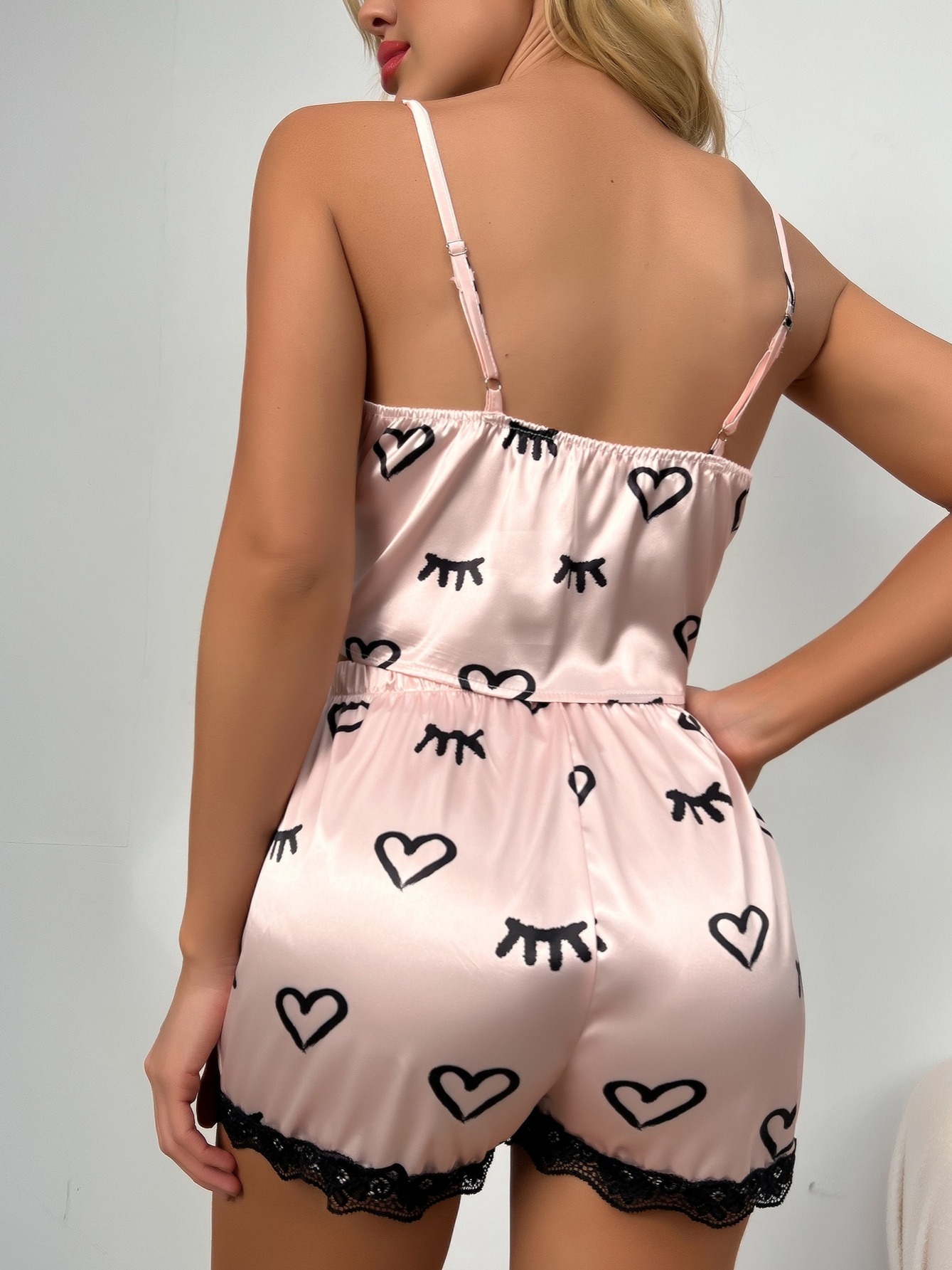 Lingerie For Women Naughty V-Neck Velvet Stain Camisole Pajamas Bowknot  Shorts Set 