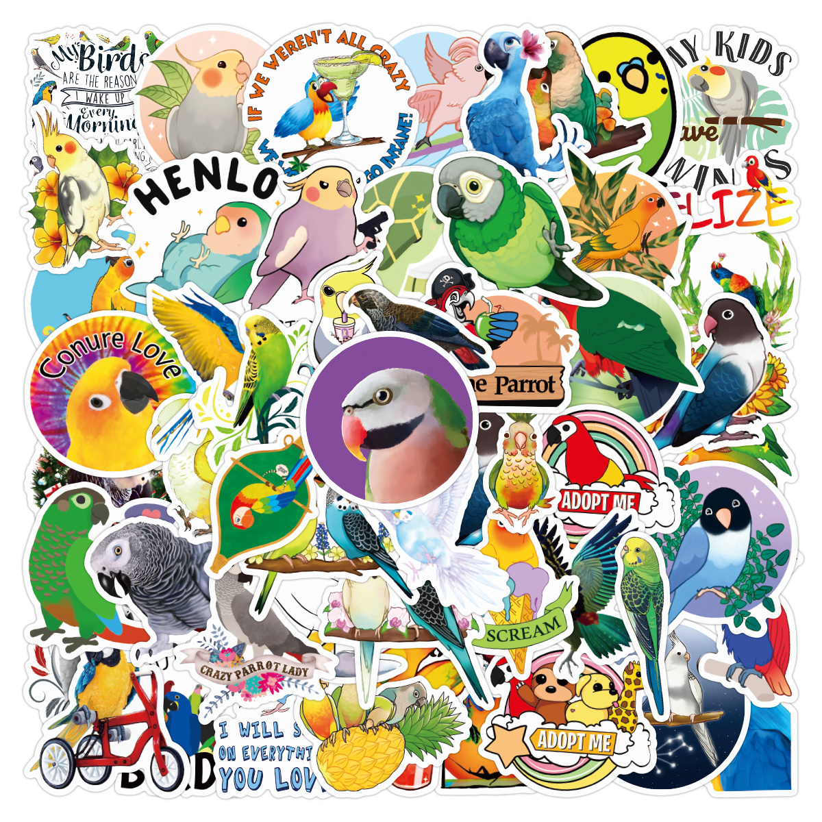 Parrot Bird Pet Animals Cute Waterproof Stickers For - Temu