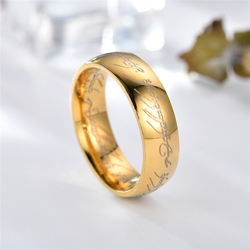 Men's Engraved Stainless Steel Ring Wedding Band