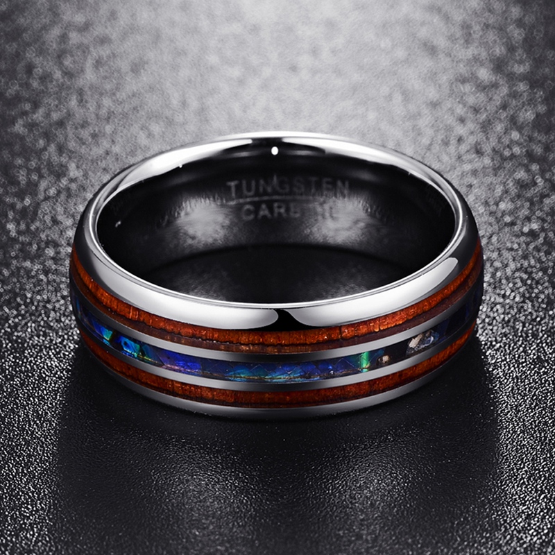 8mm Hawaiian Koa Wood and Abalone Shell Stainless Steel Rings Wedding Bands  for Men Comfort Fit (Black, 14) : : Clothing, Shoes & Accessories