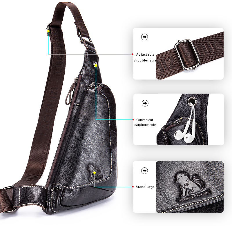 Leather Chest Bag Men's Triangle Shoulder Bag Messenger Backpack