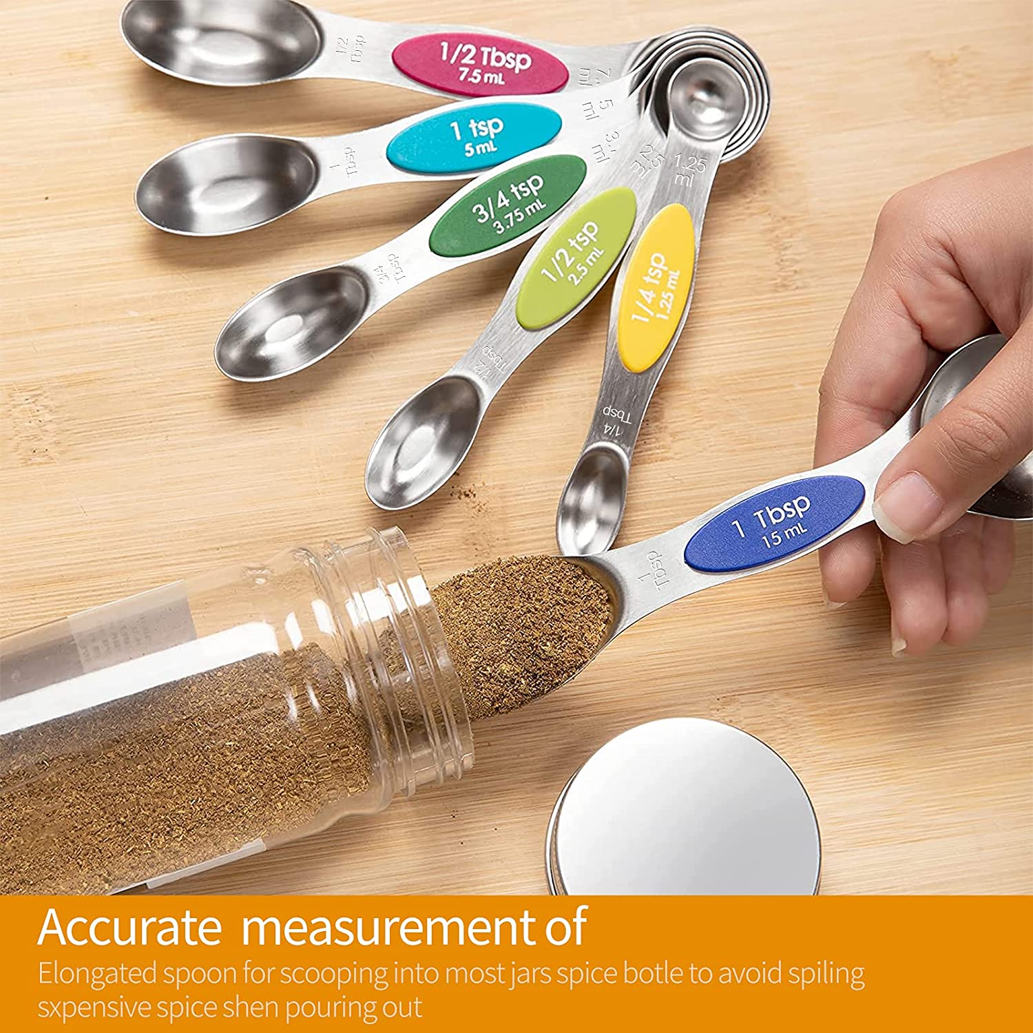 Stainless Steel Magnetic Measuring Spoons Set - Dual Sided For Liquid And  Dry Food - Accurate And Easy To Use - Temu