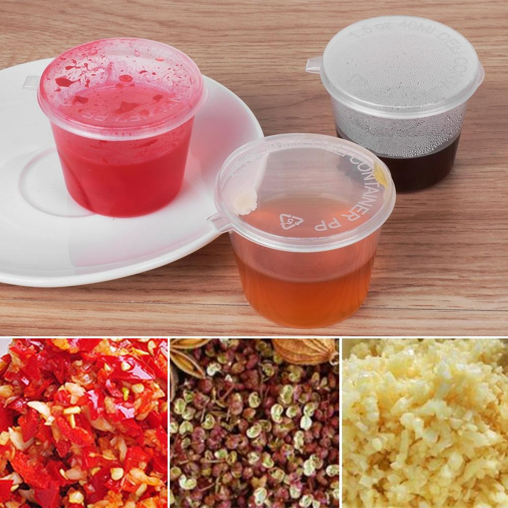 Clear Plastic Chutney Cups Lids Sauce Pots Deli Dessert Condiment
