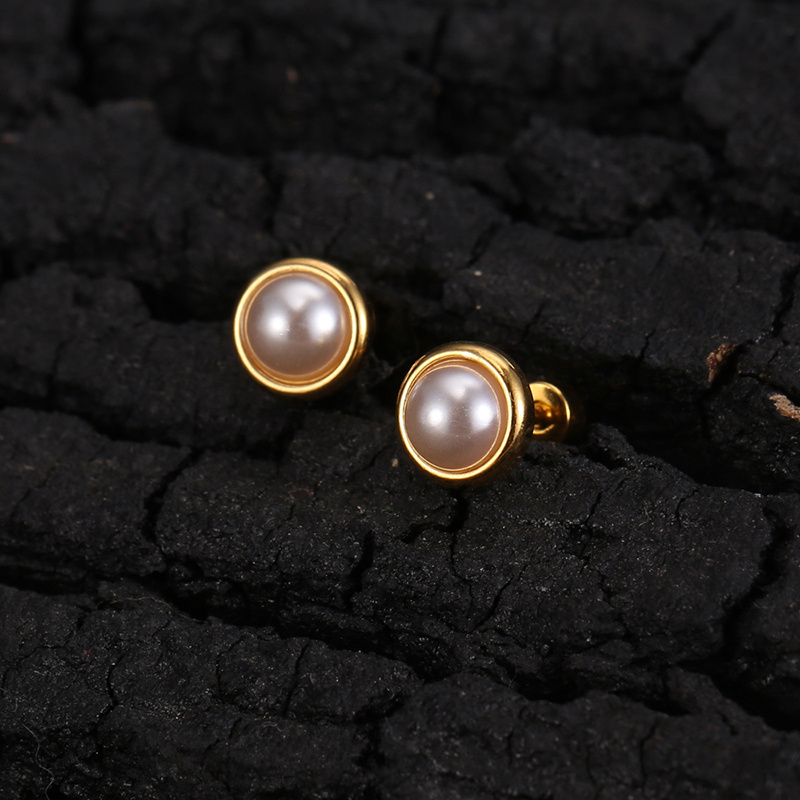 Stainless Steel Threaded Stud Earrings