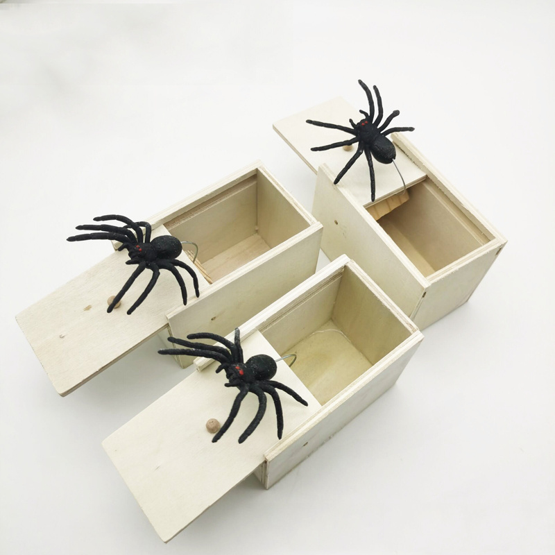 2 pièces Boîte en bois avec araignée farce - horreur surprise - boîte en  bois avec