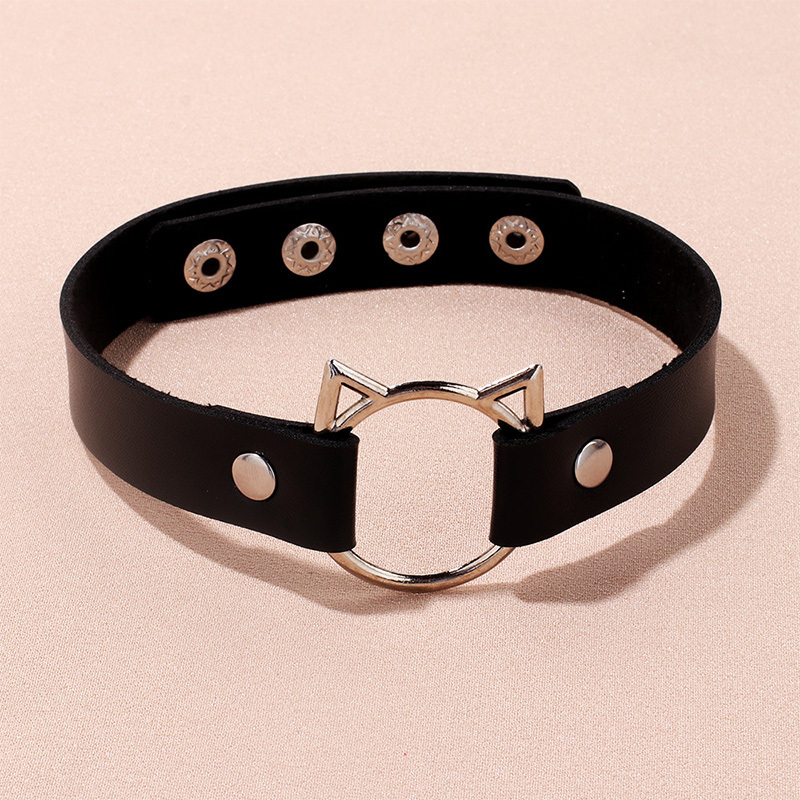 COLLAR BONDAGE CHOKER BLACK LEATHER